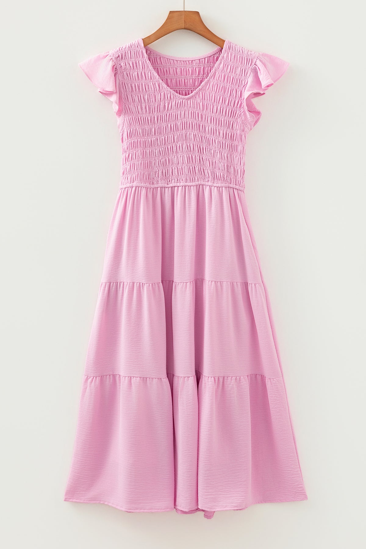 Smocked Bodice Tiered Midi Dress