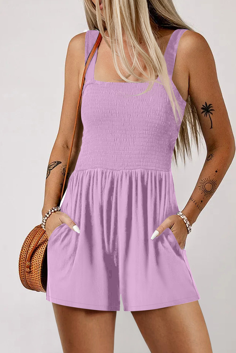 Smocked Sleeveless Jumpsuits & Rompers