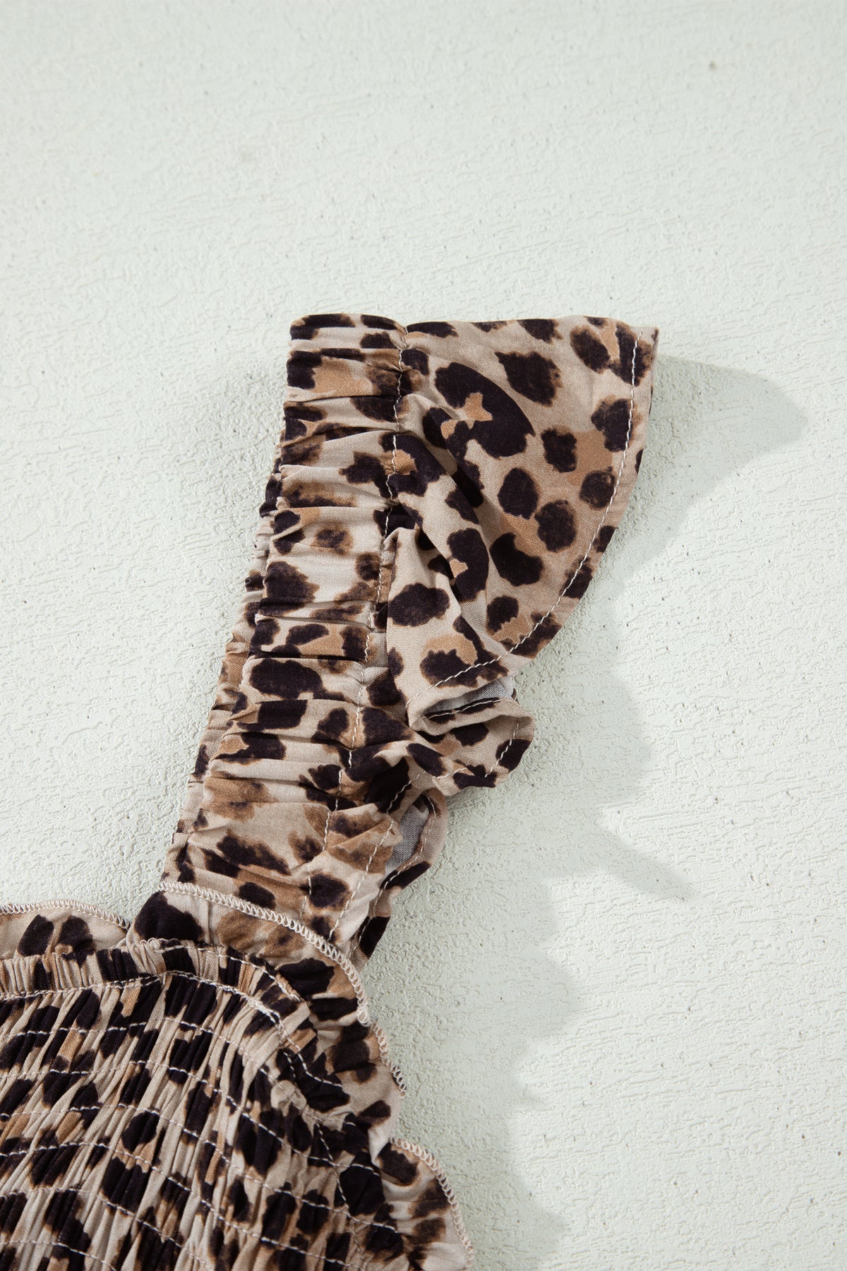 Ruffled Smocked Leopard Maxi Dress