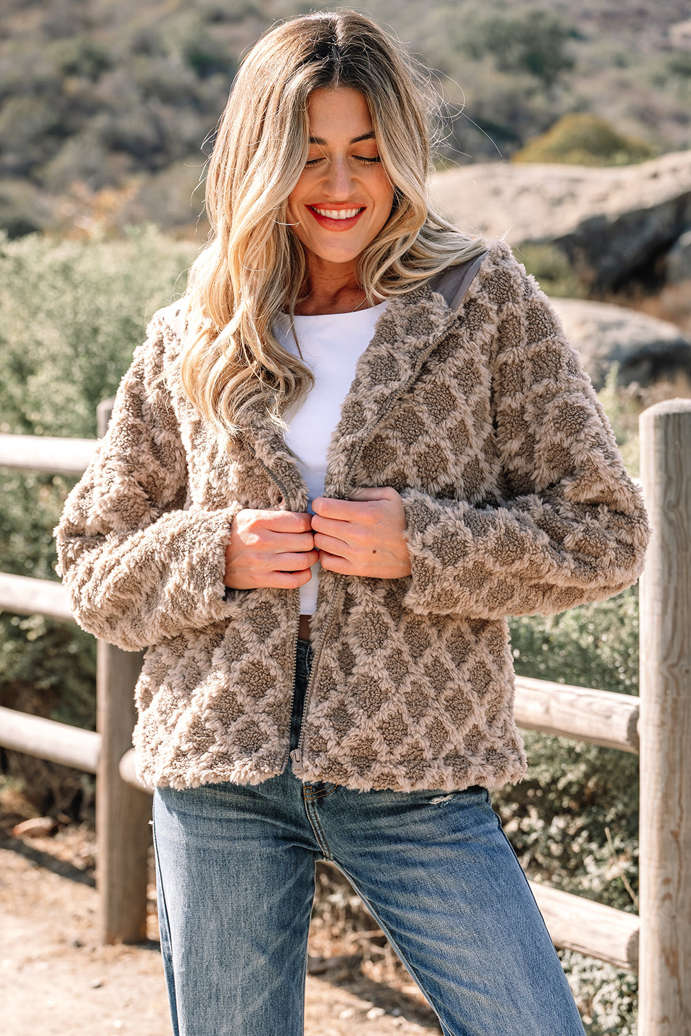 Sherpa Rhombus Zip Up Jackets