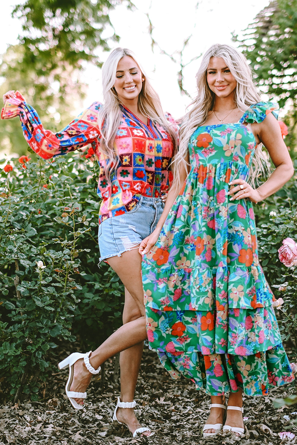 Sleeveless Ruffle Tiered Floral Dress