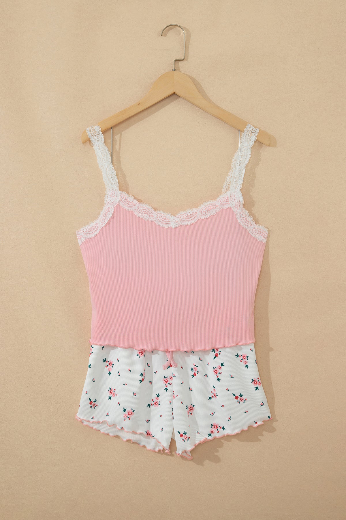Ribbed Knit Floral Lounge Set