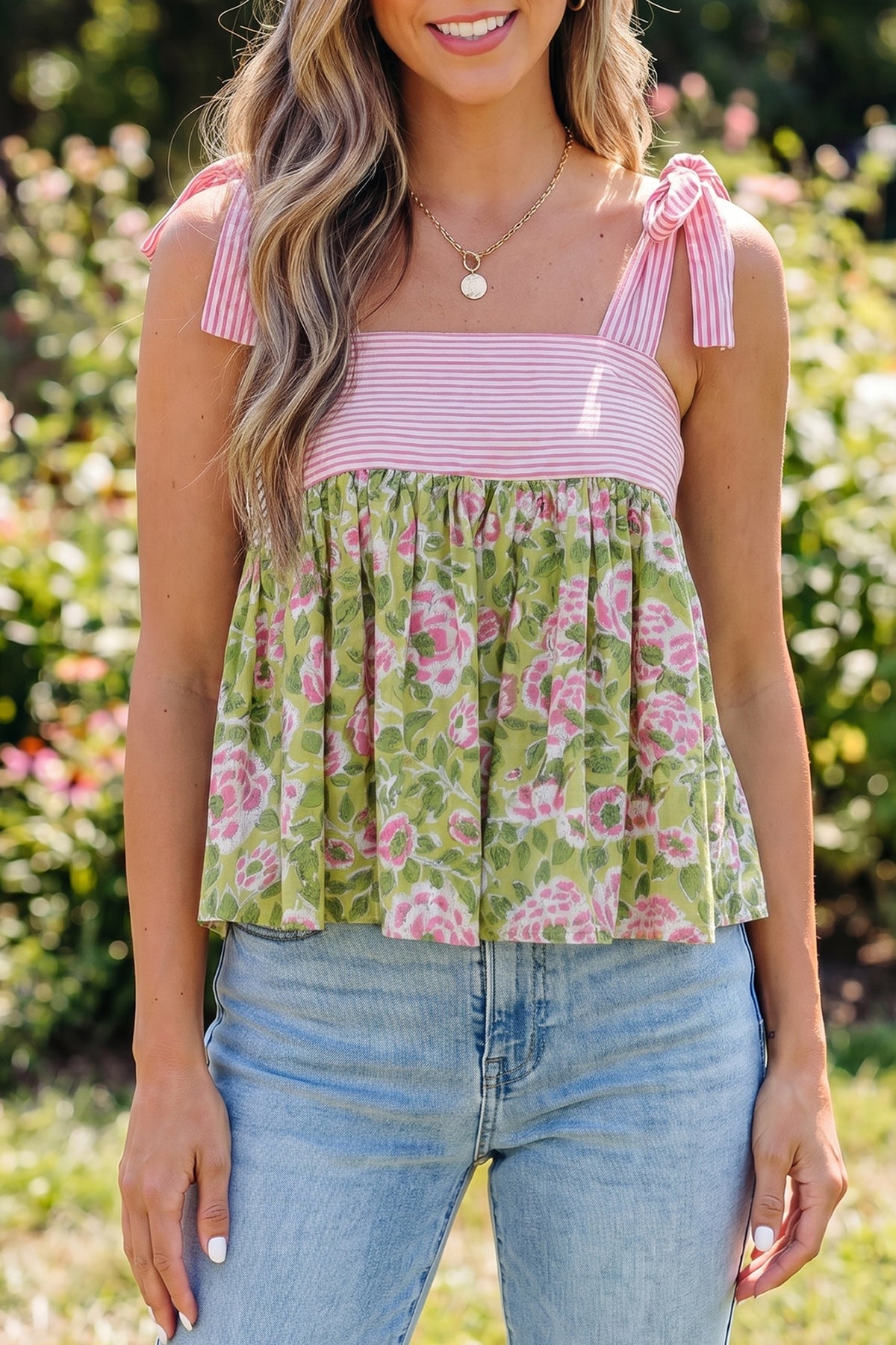 Floral Printed Babydoll Tank Top