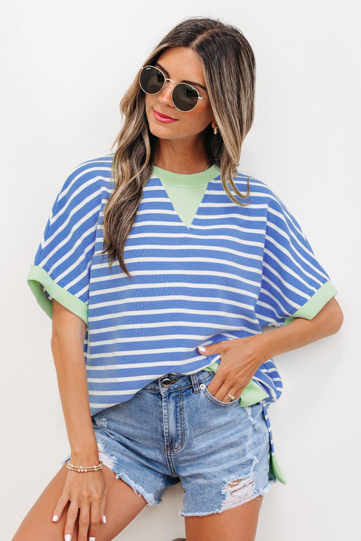 Stripe Short Sleeve Top Tee