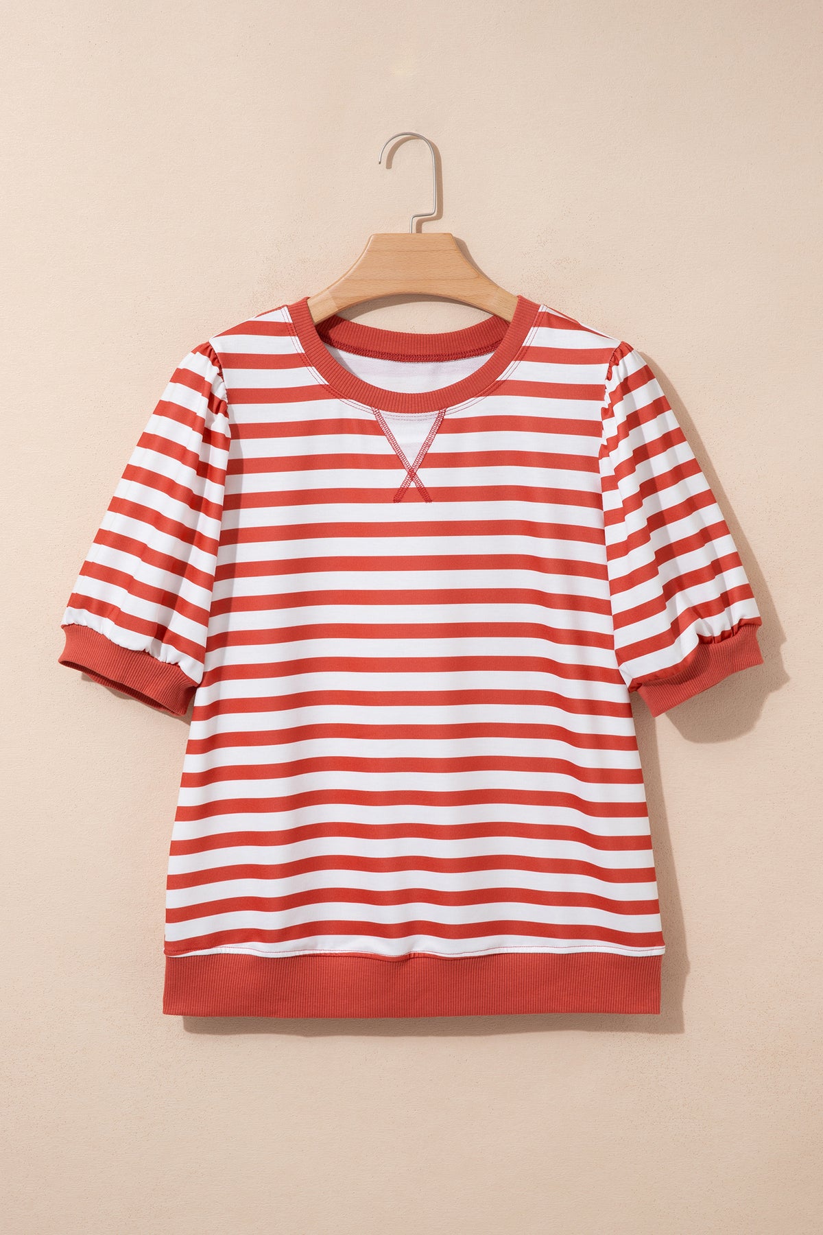Stripe Short Bubble Sleeve Tee