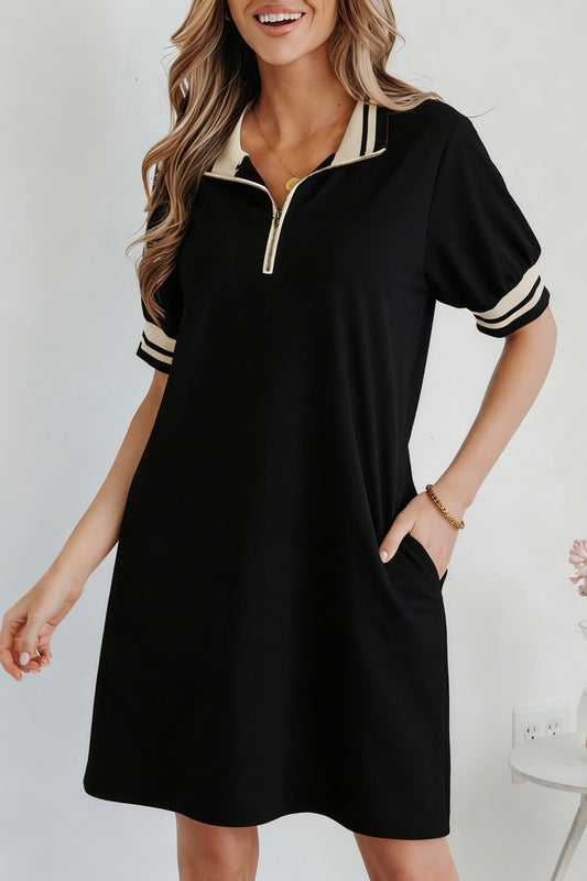Striped Webbing T Shirt Dresses