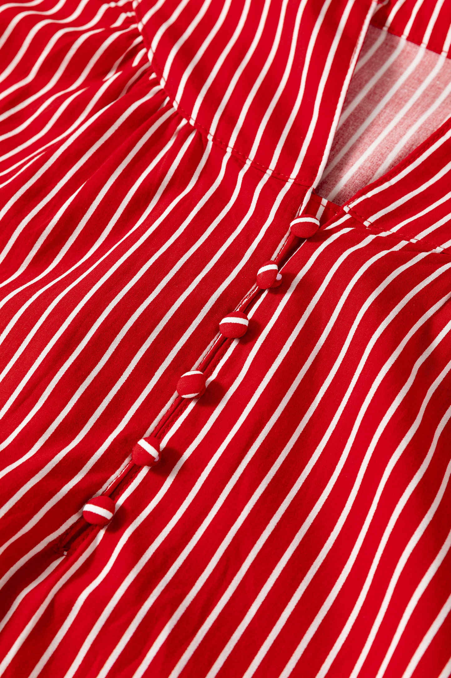 Stripe Ruffled Puff Sleeve Blouse
