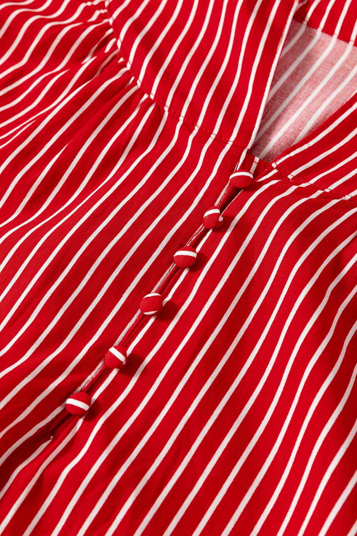 Stripe Ruffled Puff Sleeve Blouse