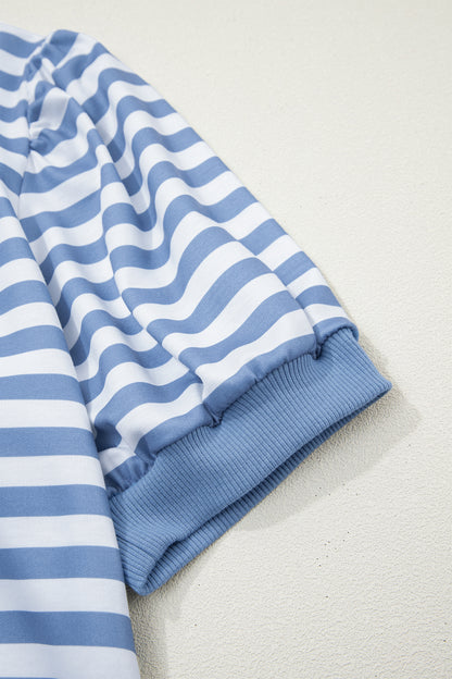 Stripe Short Bubble Sleeve Tee