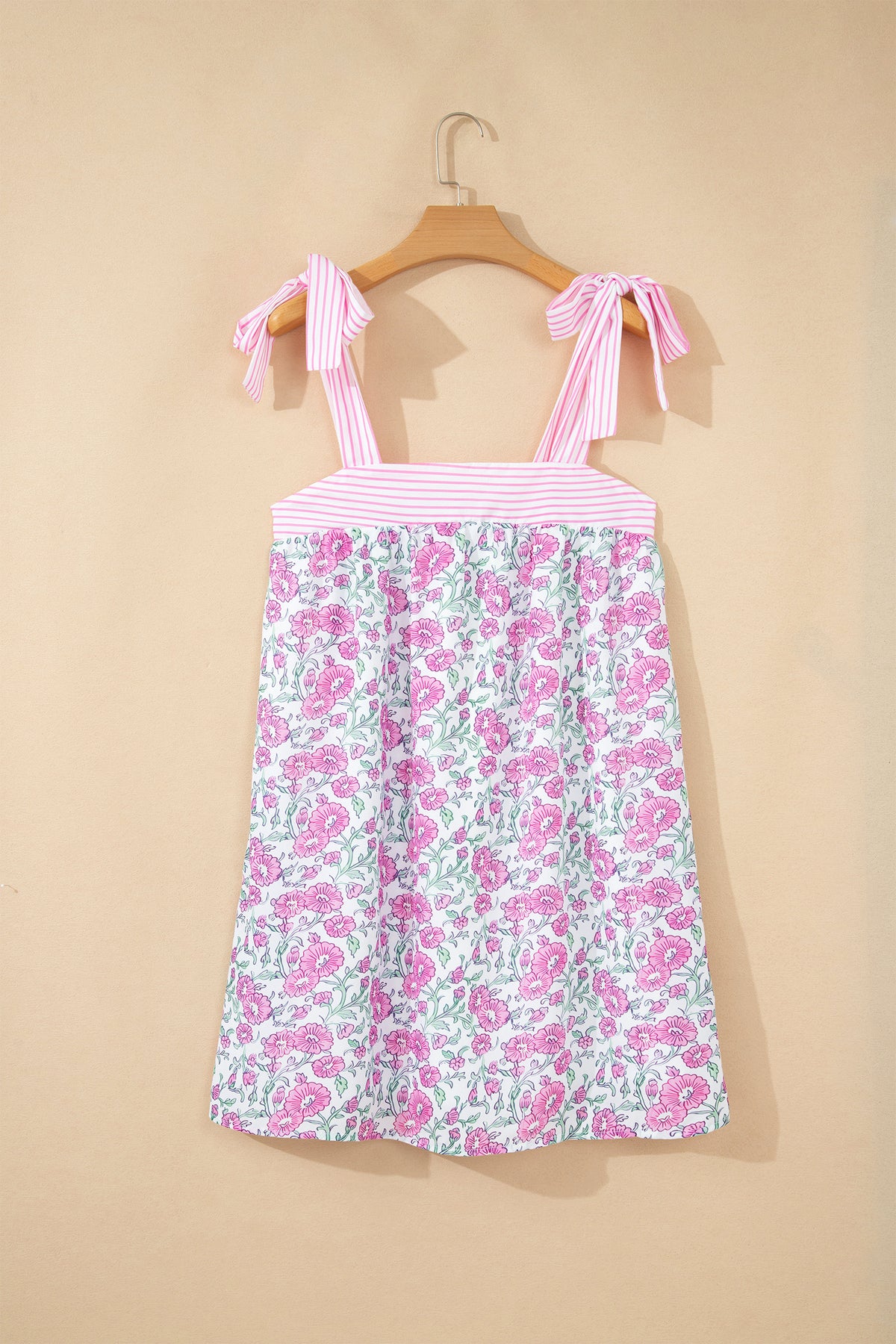Striped Bow Knot Floral Dress