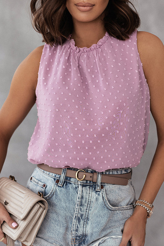 Swiss Sleeveless Ruffle Tank Top