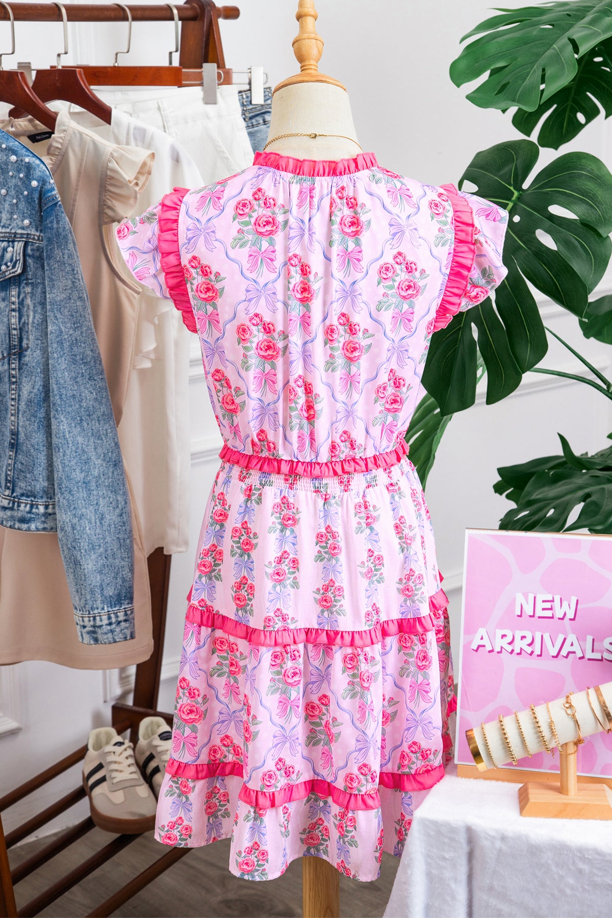 Tiered Ruffles Sleeveless Floral Dress