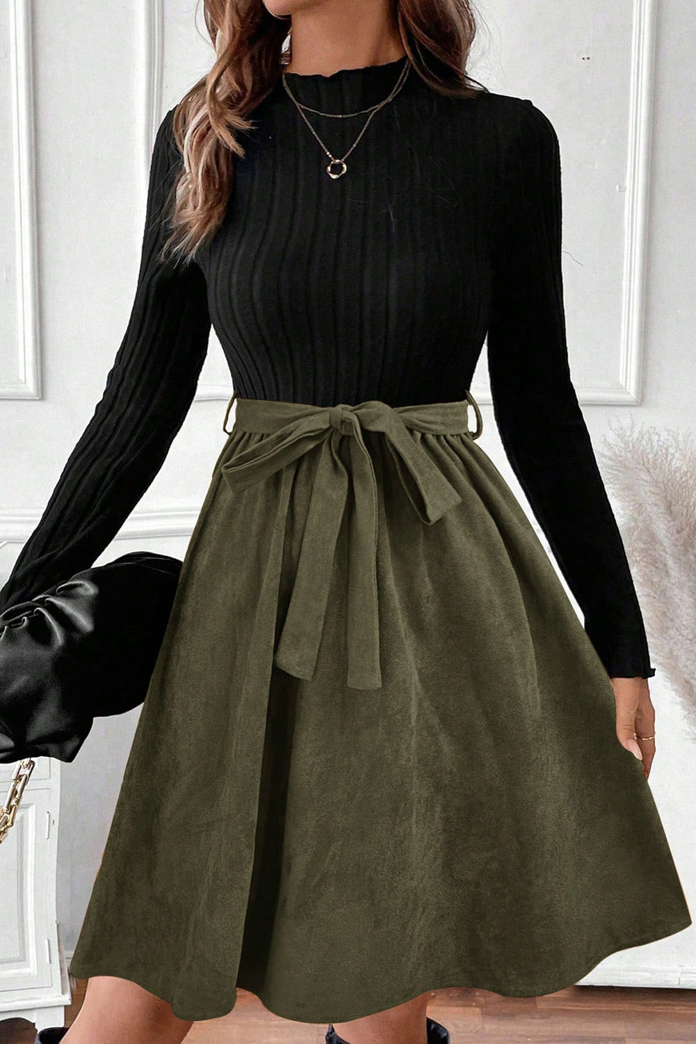 Ribbed Knit Flared Mini Dress