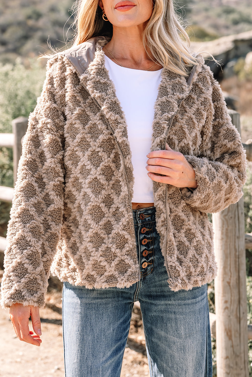 Sherpa Rhombus Zip Up Jackets