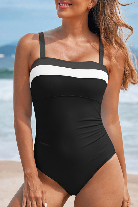 Color Block Adjustable One-Piece Swimsuit