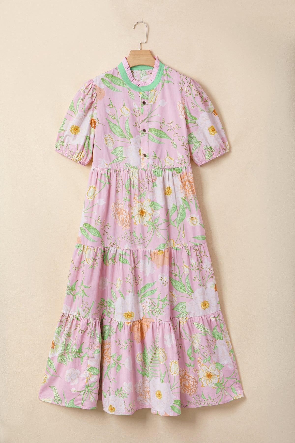 Puff Sleeve Tiered Floral Dress