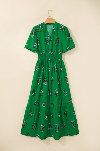 Floral Shirred Maxi Dress