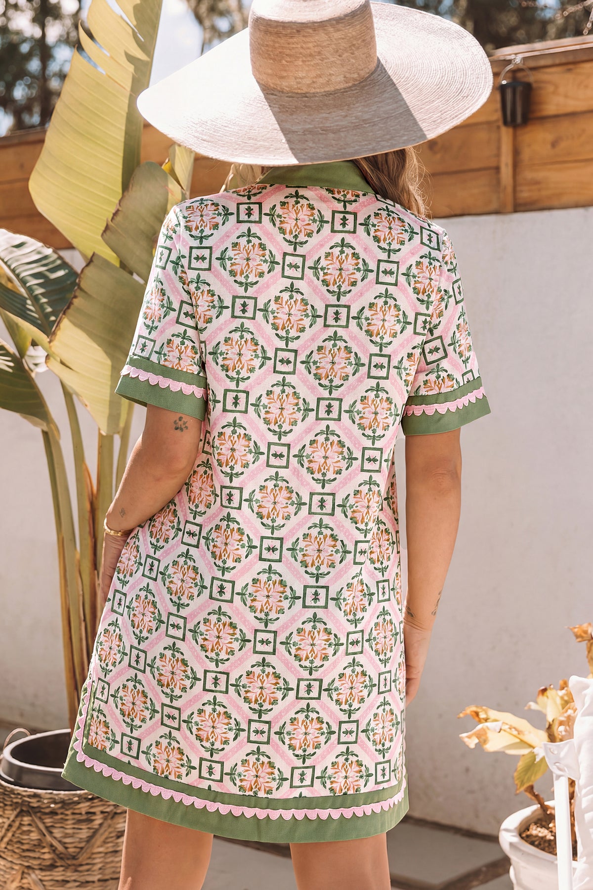 Boho Geometric Mini Floral Dress