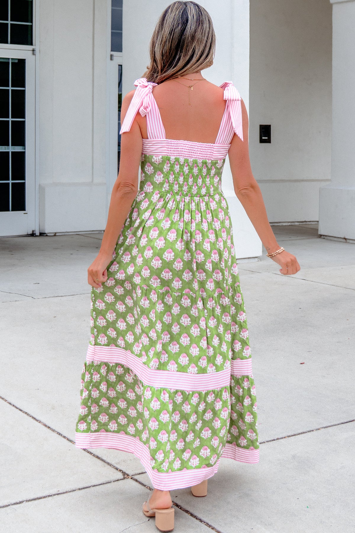Striped Maxi Floral Dress