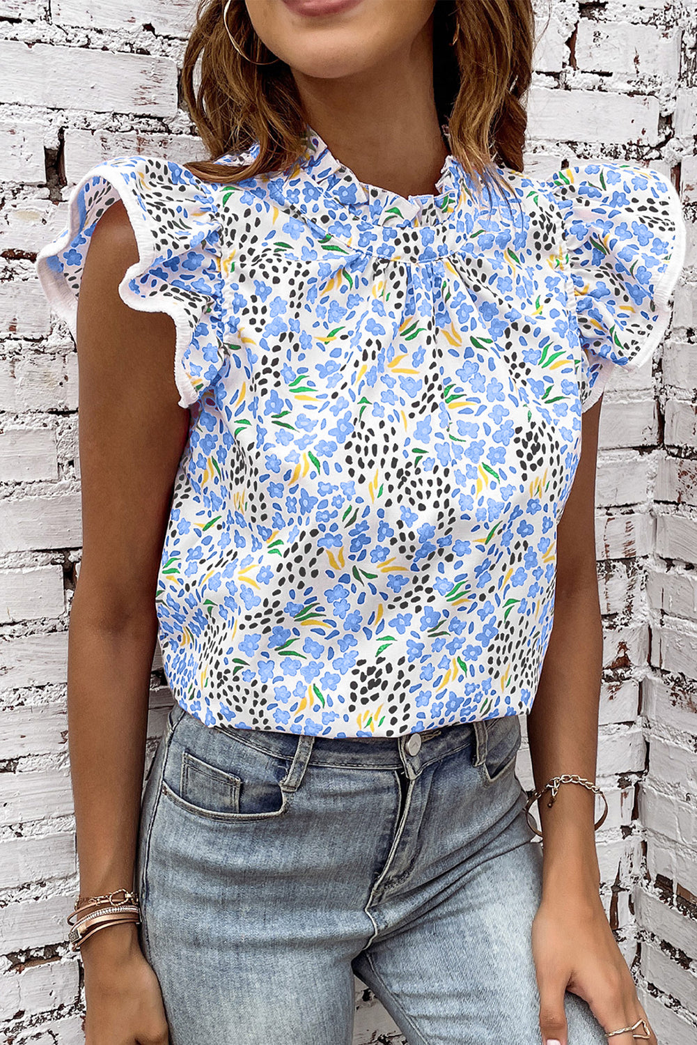 Abstract Flutter Sleeve Tank Top