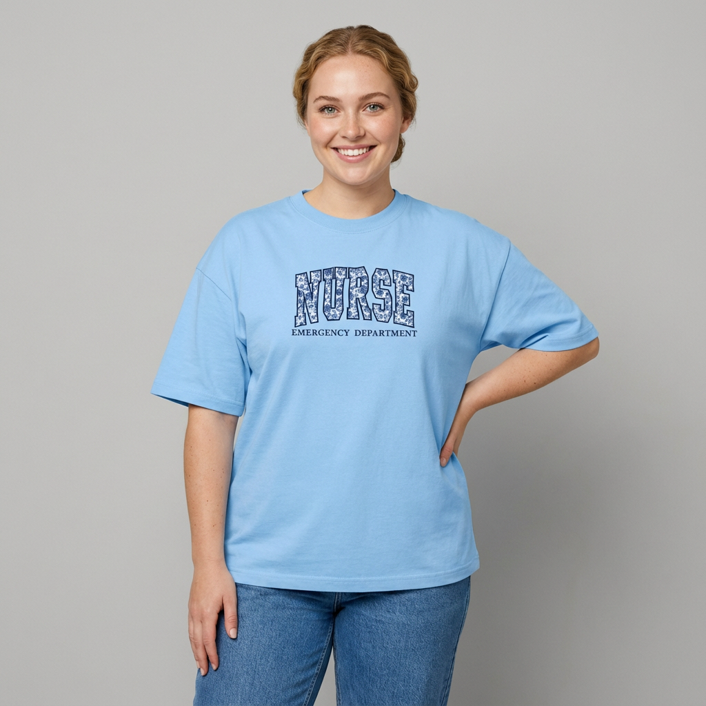 Floral Applique Custom Embroidered T-Shirt