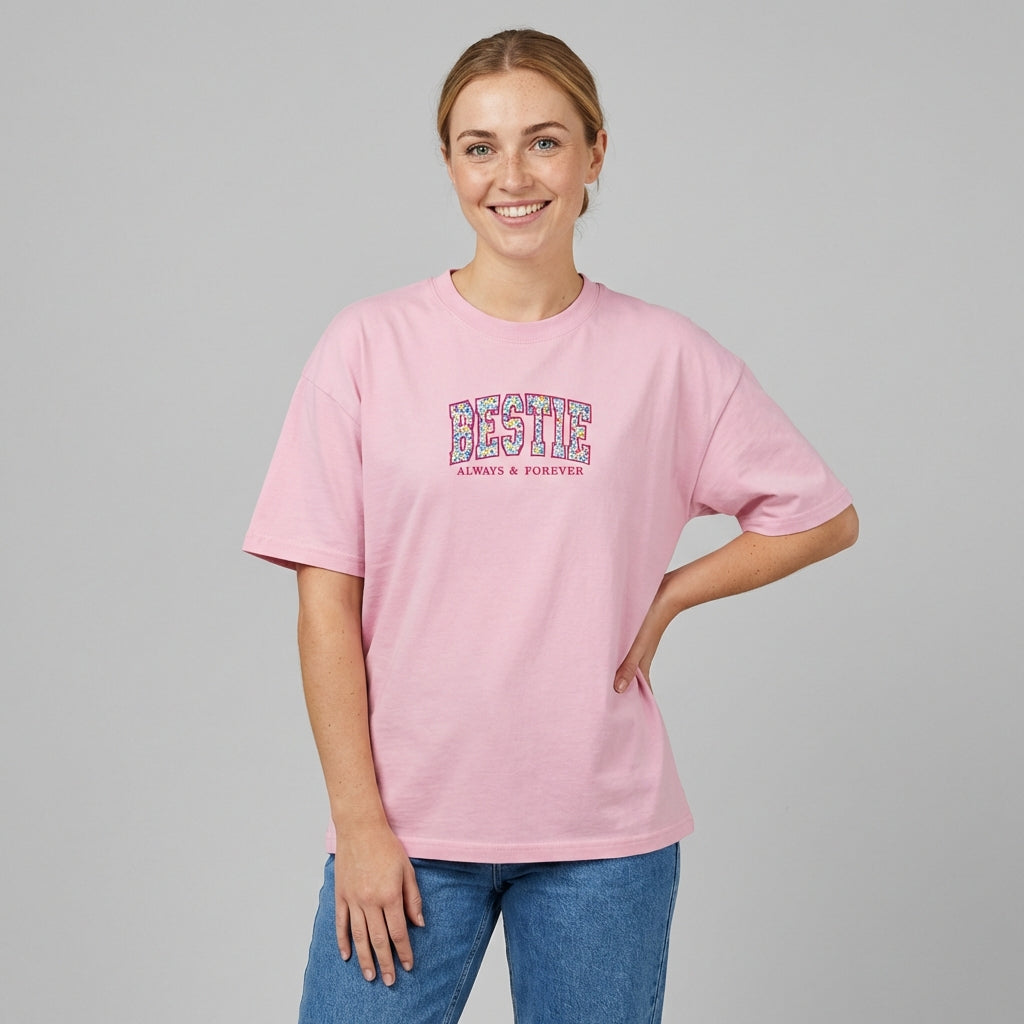 Floral Applique Custom Embroidered T-Shirt