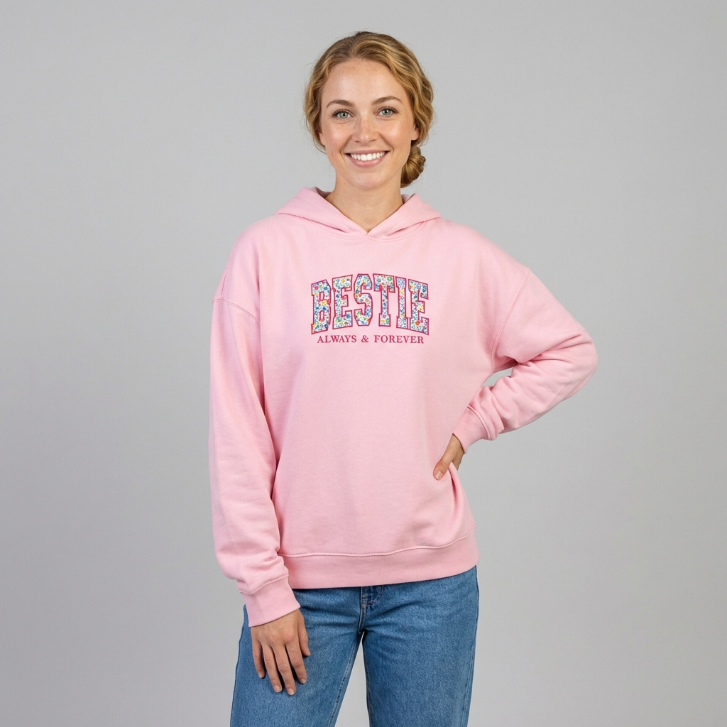 Floral Applique Custom Embroidered Hoodie