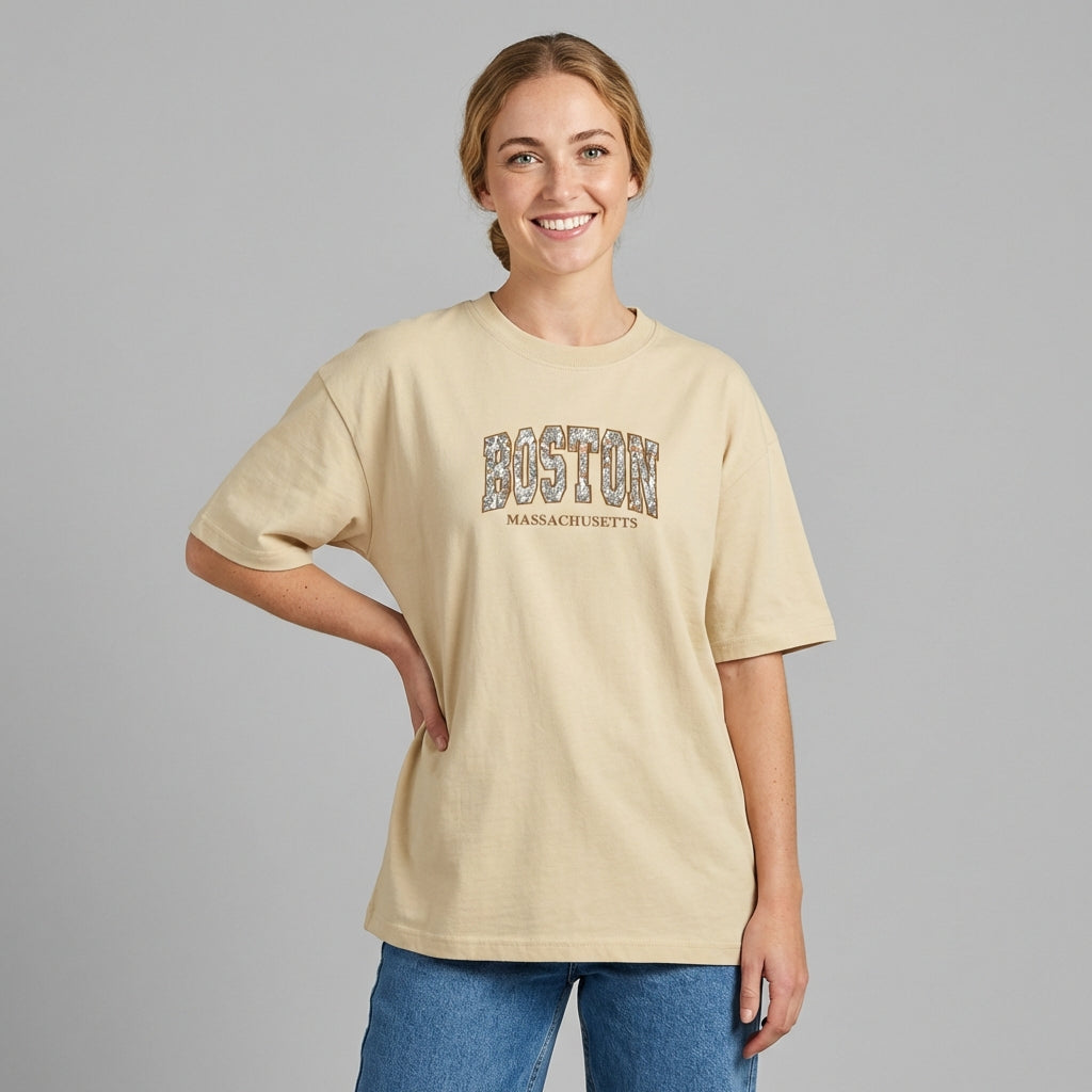 Floral Applique Custom Embroidered T-Shirt
