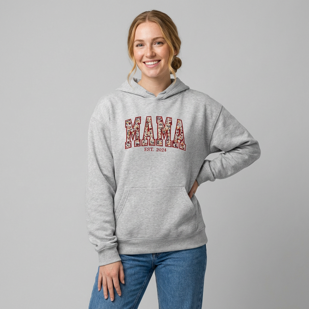 Floral Applique Custom Embroidered Hoodie