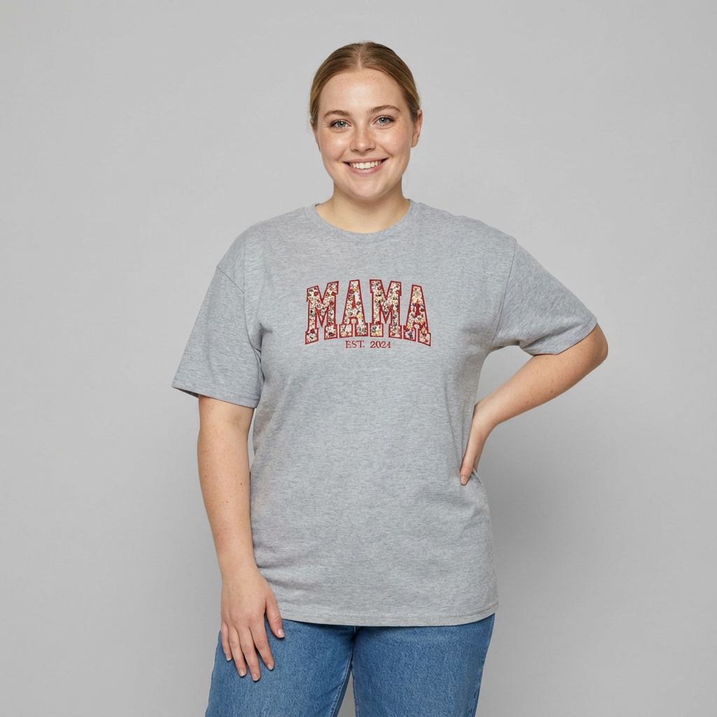 Floral Applique Custom Embroidered T-Shirt