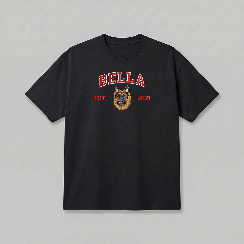 Heavyweight Pet Embroidered T-Shirt – Full Color