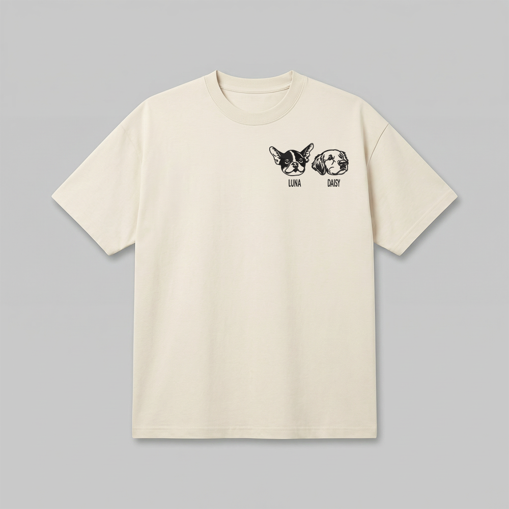 Heavyweight Pet Embroidered T-Shirt – Outline