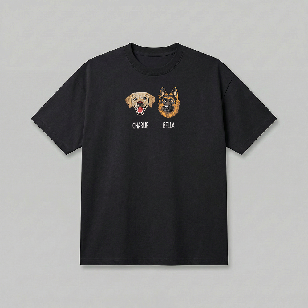 Heavyweight Pet Embroidered T-Shirt – Full Color