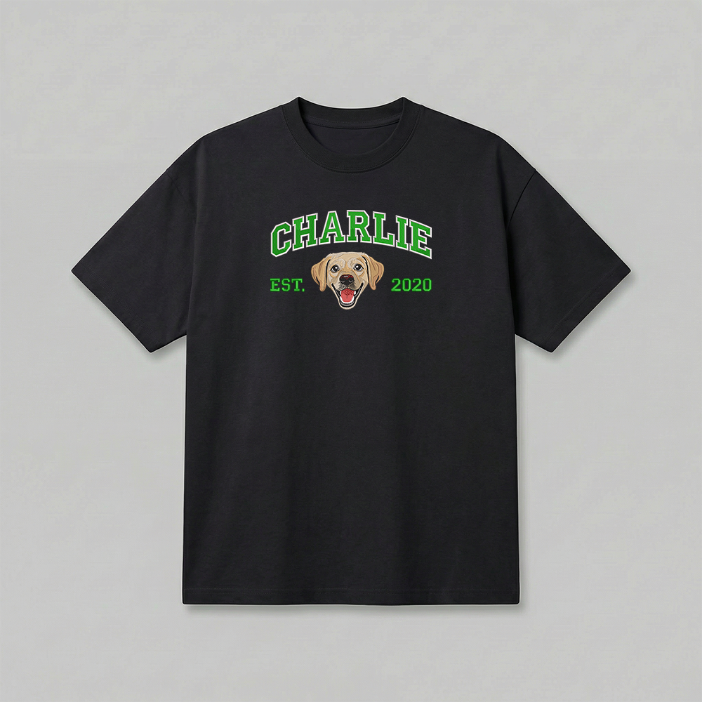 Heavyweight Pet Embroidered T-Shirt – Full Color