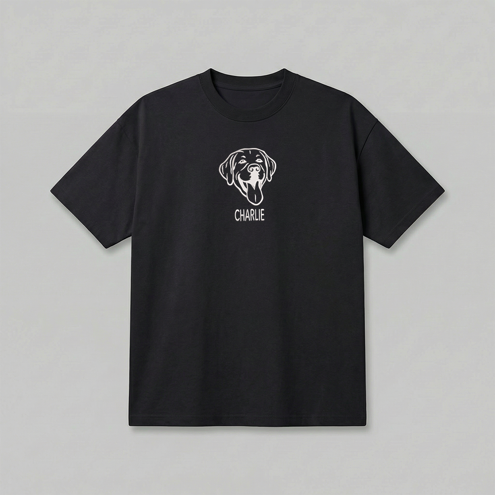 Heavyweight Pet Embroidered T-Shirt – Outline