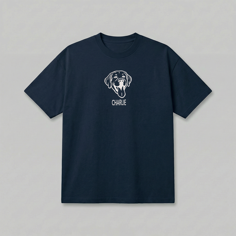 Heavyweight Pet Embroidered T-Shirt – Outline