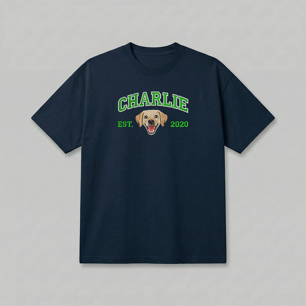 Heavyweight Pet Embroidered T-Shirt – Full Color