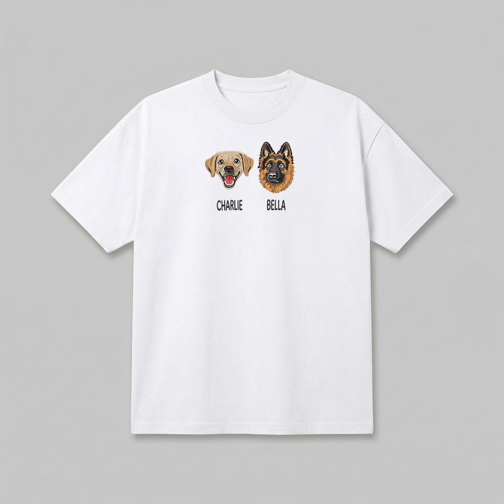 Heavyweight Pet Embroidered T-Shirt – Full Color