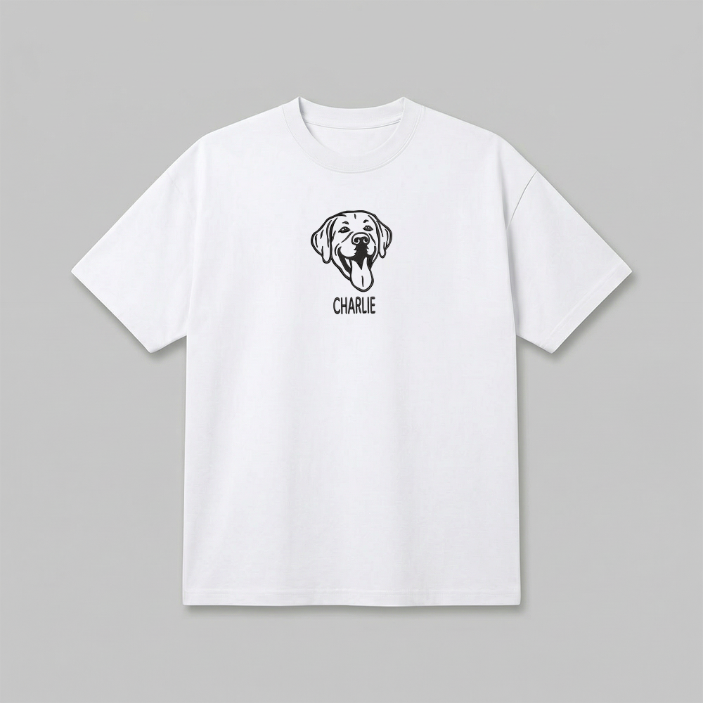 Heavyweight Pet Embroidered T-Shirt – Outline