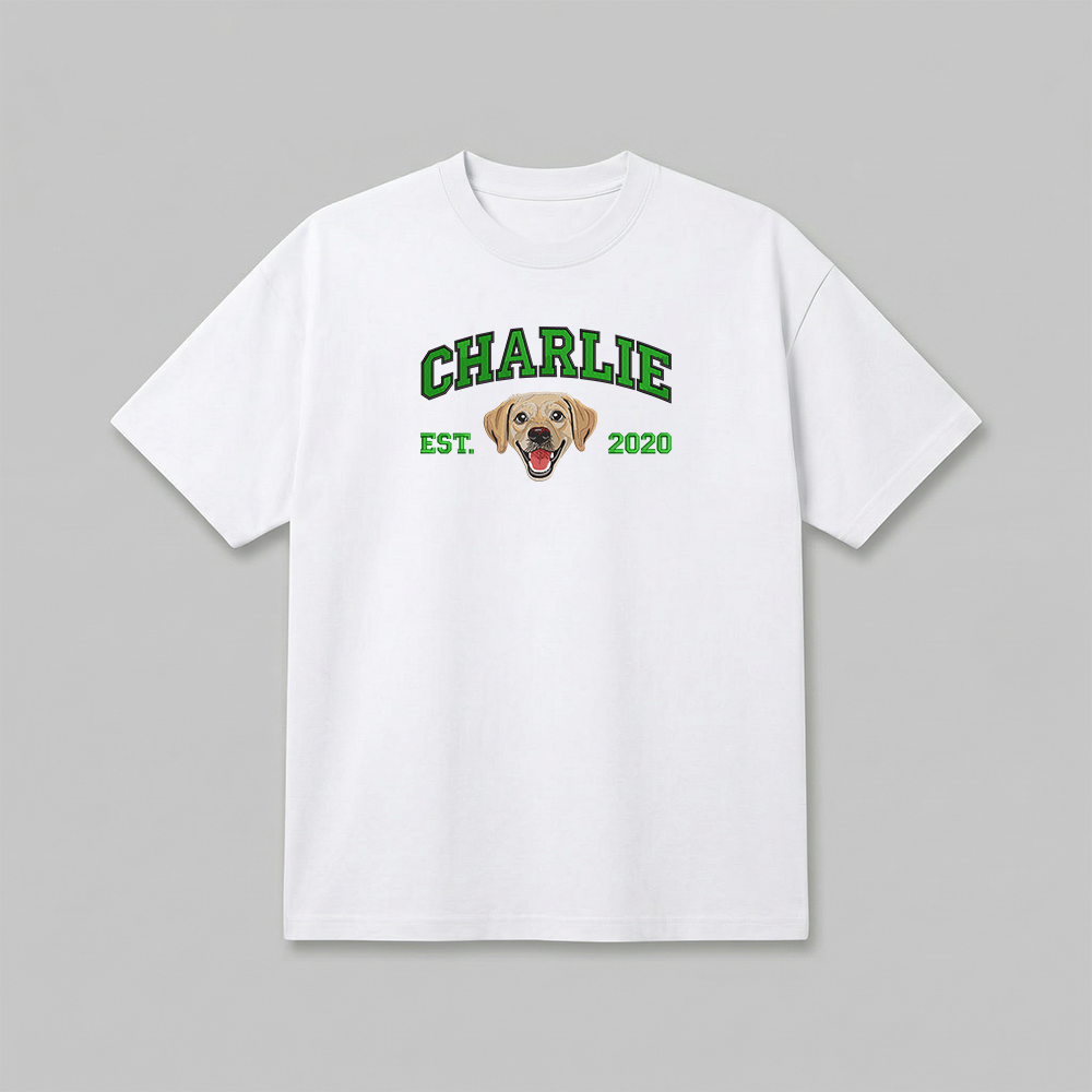 Heavyweight Pet Embroidered T-Shirt – Full Color