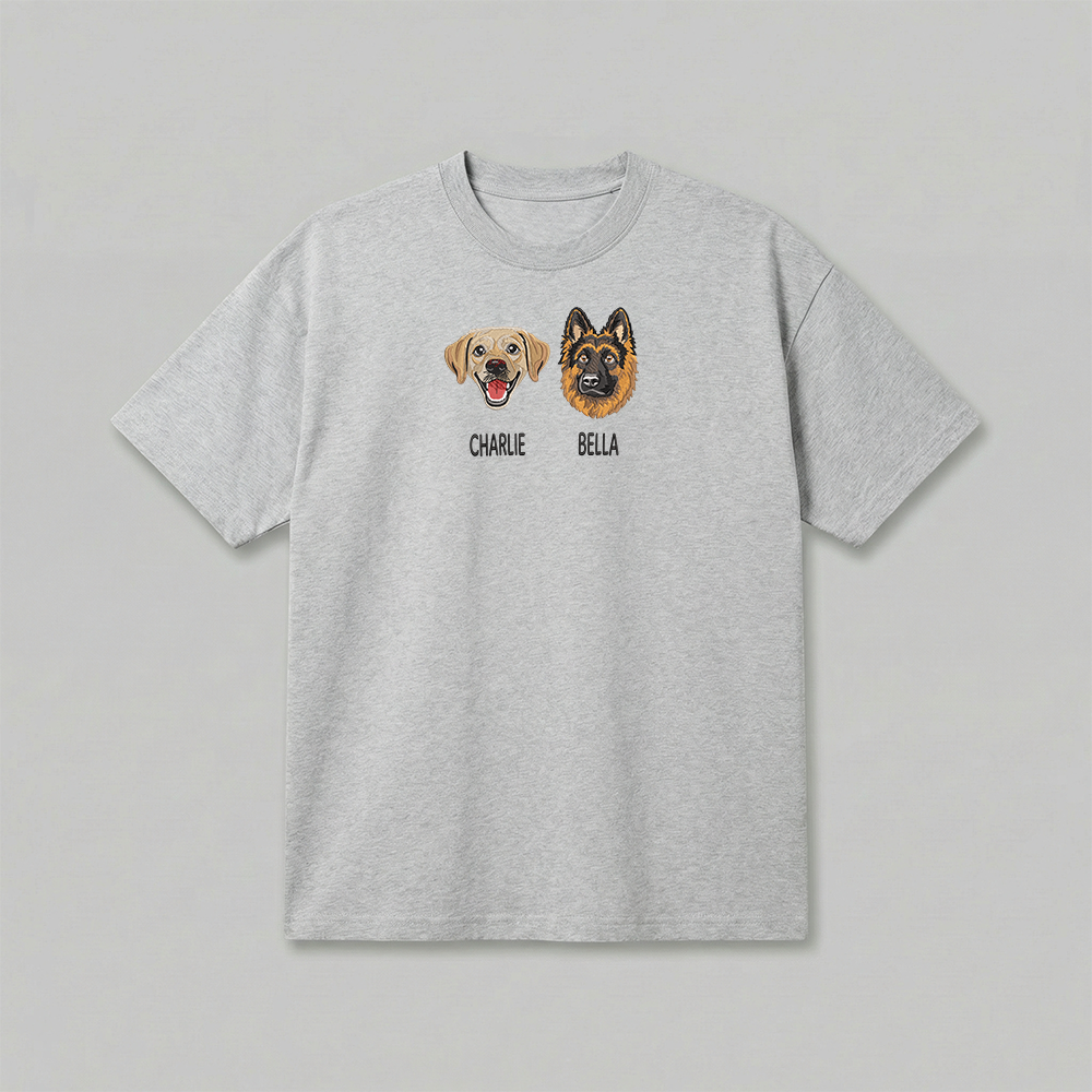 Heavyweight Pet Embroidered T-Shirt – Full Color