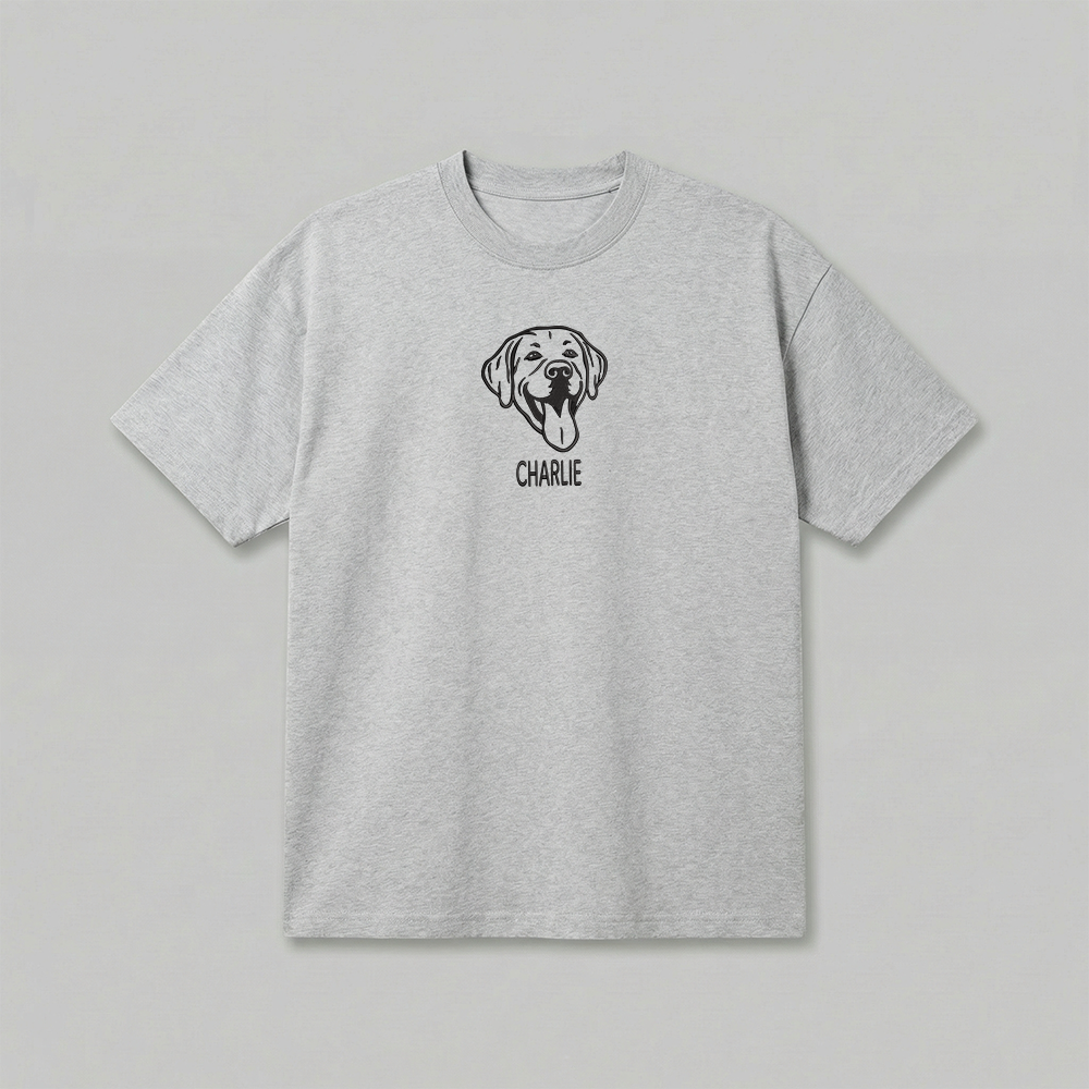 Heavyweight Pet Embroidered T-Shirt – Outline