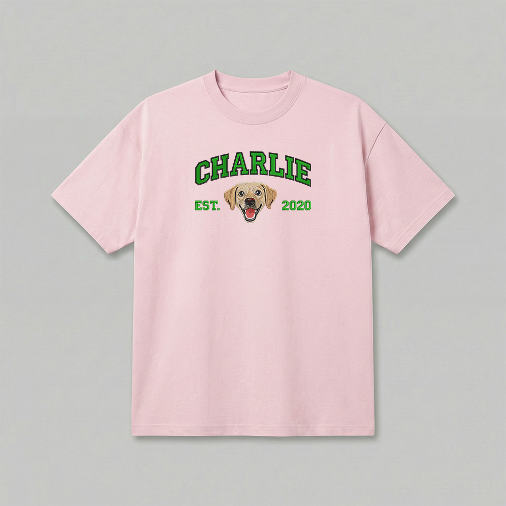 Heavyweight Pet Embroidered T-Shirt – Full Color