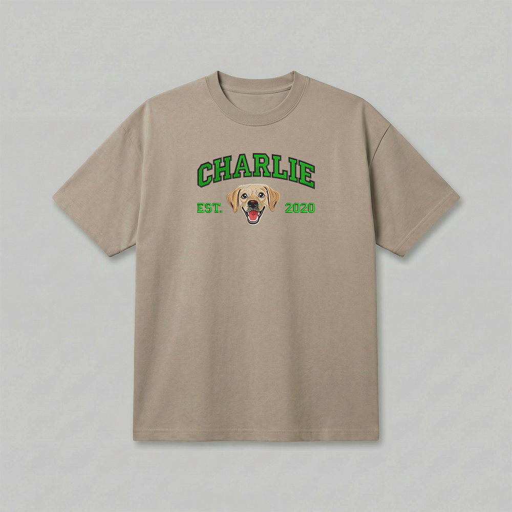 Heavyweight Pet Embroidered T-Shirt – Full Color