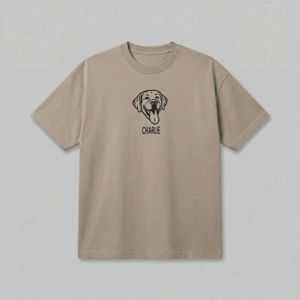 Heavyweight Pet Embroidered T-Shirt – Outline