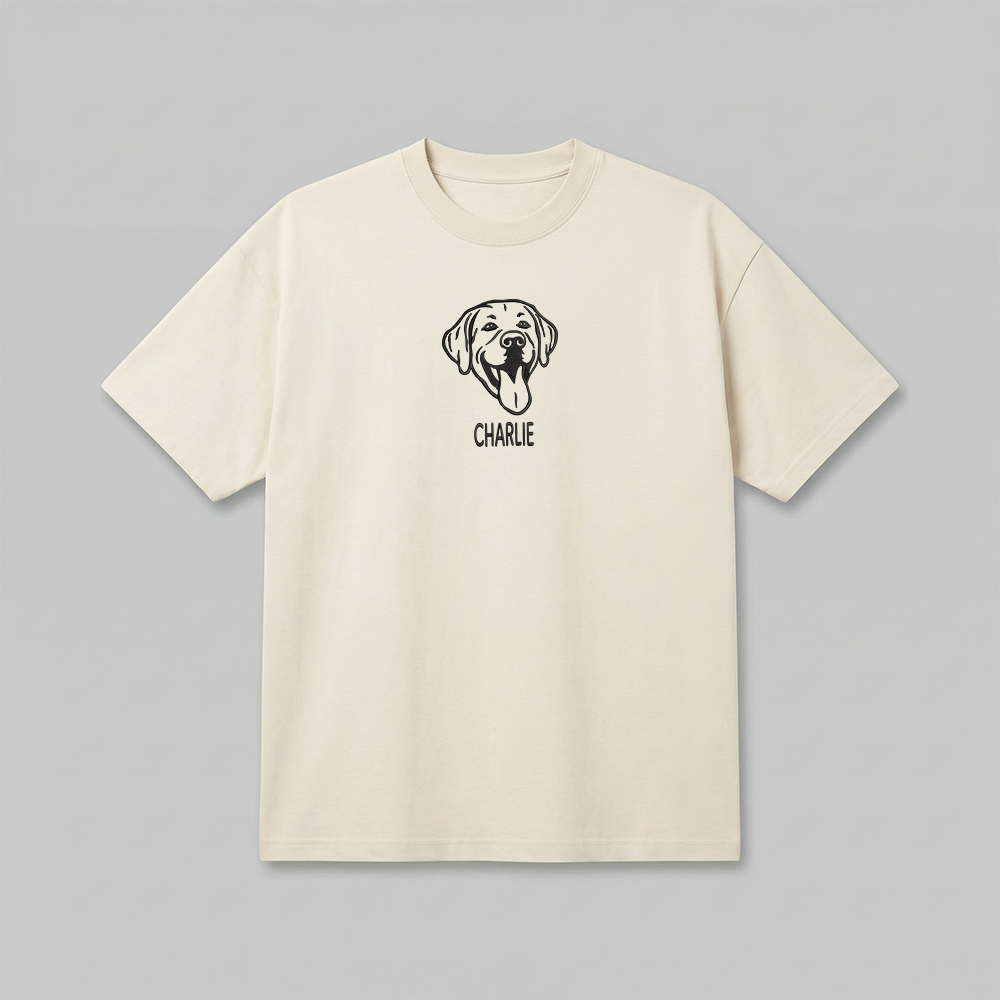 Heavyweight Pet Embroidered T-Shirt – Outline