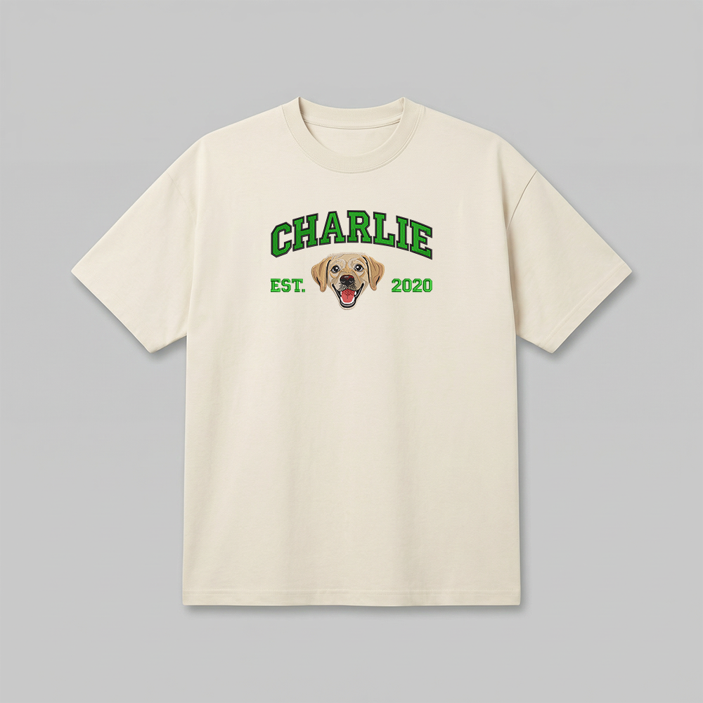 Heavyweight Pet Embroidered T-Shirt – Full Color