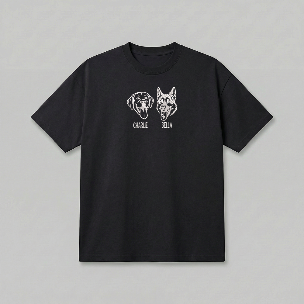 Heavyweight Pet Embroidered T-Shirt – Outline
