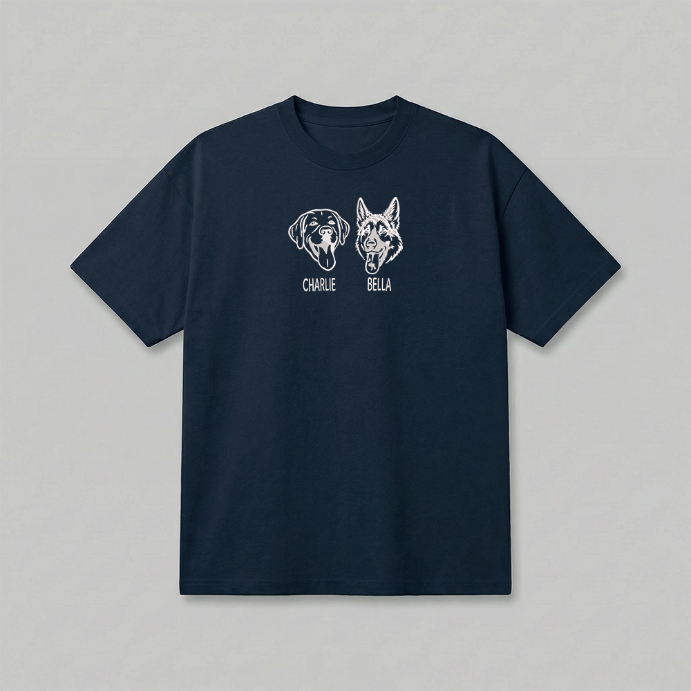 Heavyweight Pet Embroidered T-Shirt – Outline