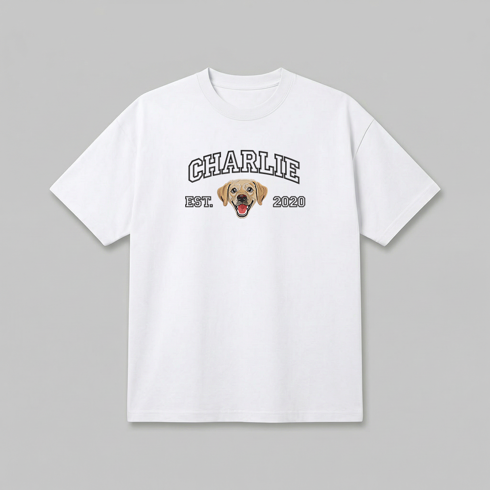 Heavyweight Pet Embroidered T-Shirt – Outline